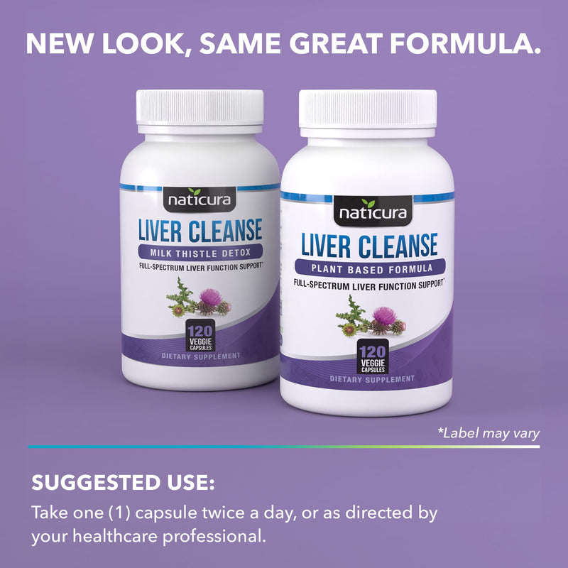 Liver Cleanse Plant-Based Formula - Vegan Full Spectrum Supplement with Milk Thistle, Vitamin C and Zinc for Liver Function and Immune Support - 120 Capsules - No Fillers or GMO - Made in USA