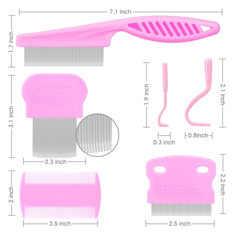 Cat Comb Dog Comb Fine Tooth Comb Pet Comb Grooming Set For Grooming And Removing Dandruff Flakes Remove Float Hair Tear Marks (pink) pink - BeesActive Australia