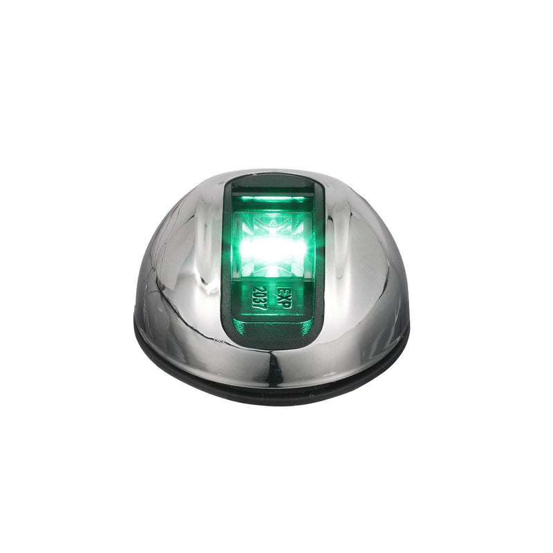 Attwood NV3012SSG-7 LightArmor™ 2-Mile Vertical Surface Mount Navigation Light, Green LED Lighting, Round Stainless Housing Green (Starboard) One size Vertical Mount - Stainless Steel