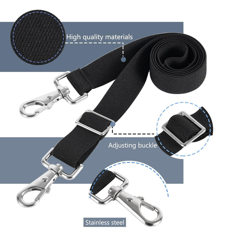 Horse Blanket Sheet Leg Straps, Replacement Stretchy Belly Strap with Double Swivel Snaps, Adjustable Length from 24 to 42 Inch Black(2 Pcs) (Two Side Snaps) Two Side Snaps - BeesActive Australia