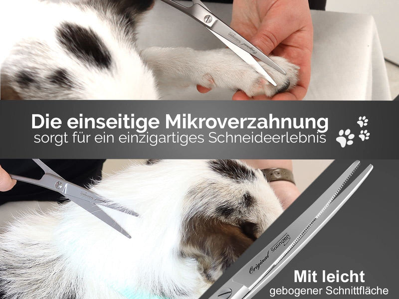 Solingen fur scissors Dog scissors Made in Germany Curved hair scissors with one-sided micro-serration made of stainless steel Dog hair scissors for grooming dogs, cats, pets (8 inches) 8 inches - BeesActive Australia