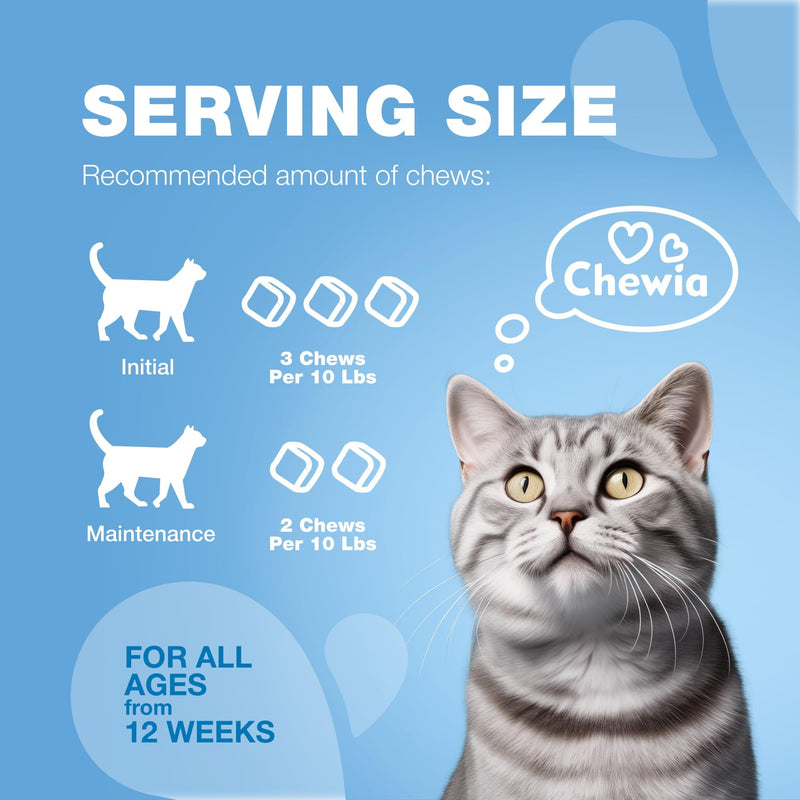 Cat Calming Treats - Hemp Calming Care for Cats - Cat Melatonin Soft Chews with Hemp Seed Oil and Probiotics - Cat Anxiety Relief - Storms, Travel, Grooming, Separation - Calming Chews for Cats 140 count