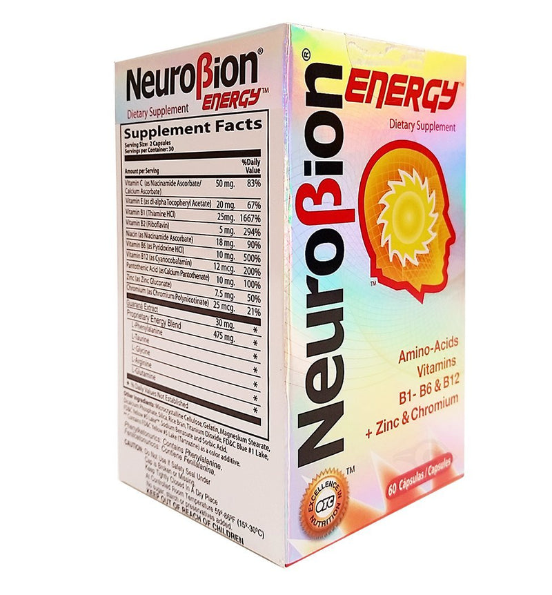 Neurobion, Energy Amino Acids, 60 Count (Pack of 3) | One a day supports normal metabolism and nervous system function; six-month supply 60 Count (Pack of 3)