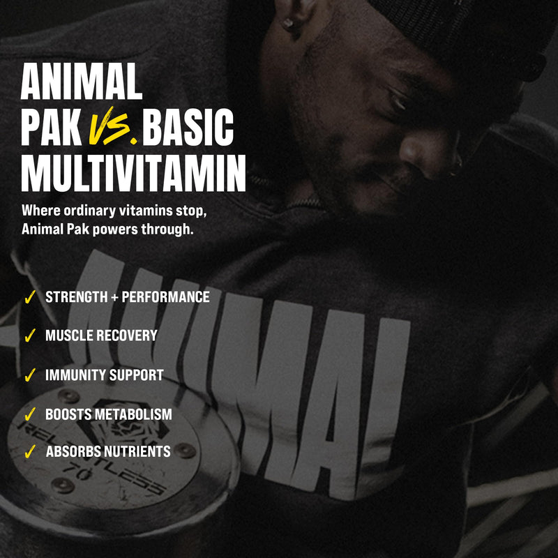 Animal Pak - Convenient Multivitamin for Men & Women Daily All-in-One Vitamin & Supplement Pack - Zinc, Vitamins C, B, D, Amino Acids, and Immune Support - Sports Nutrition Performance - 30 Count 30 Count (Pack of 1)