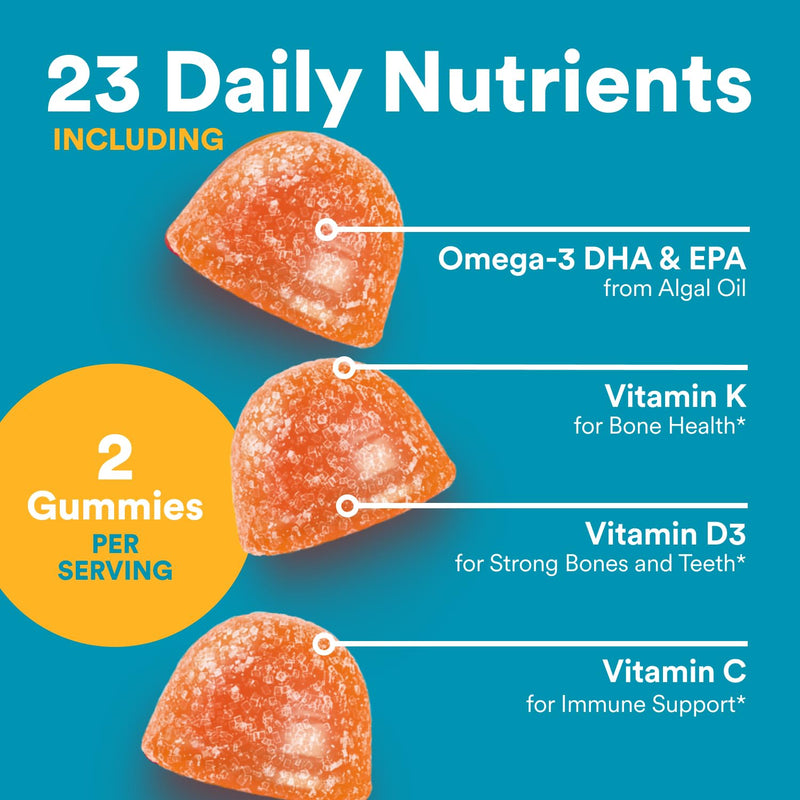 SmartyPants Teen Guy Multivitamin Gummies - Improved Formula: Omega 3 (DHA/EPA), Vitamin D3, C, Vitamin B12, B6, A, K & Zinc, Folate, Gluten Free, Fruit Flavor, 60 Count (30 Day Supply) New Formula - BeesActive Australia
