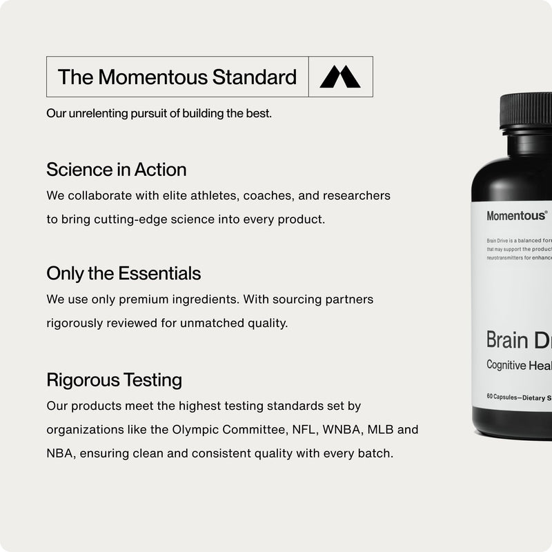 Momentous Brain Drive Nootropic Supplement, Memory & Focus | Supports Cognitive Function, Mental Clarity, & Brain Health, NSF Certified for Sport, Non-GMO & Gluten-Free (30 Servings)