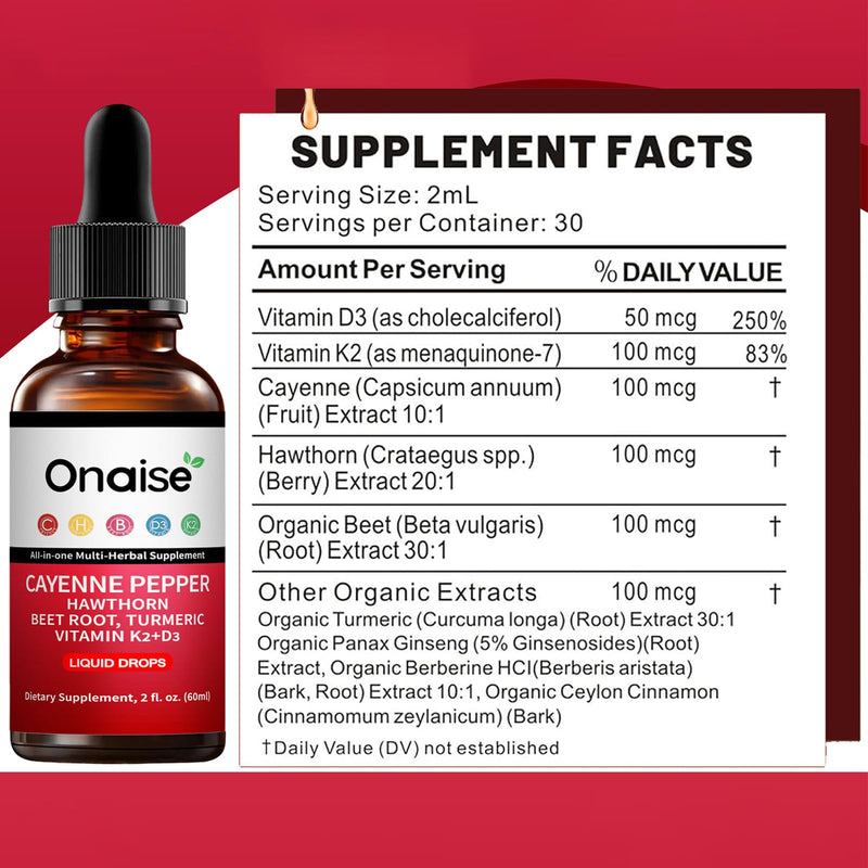 Cayenne Drops – Plant-Based Liquid Wellness Blend with Beetroot Hawthorn Turmeric and Vitamins D3 K2 – Clean Daily Routine Formula for Balanced Lifestyle (2) 2
