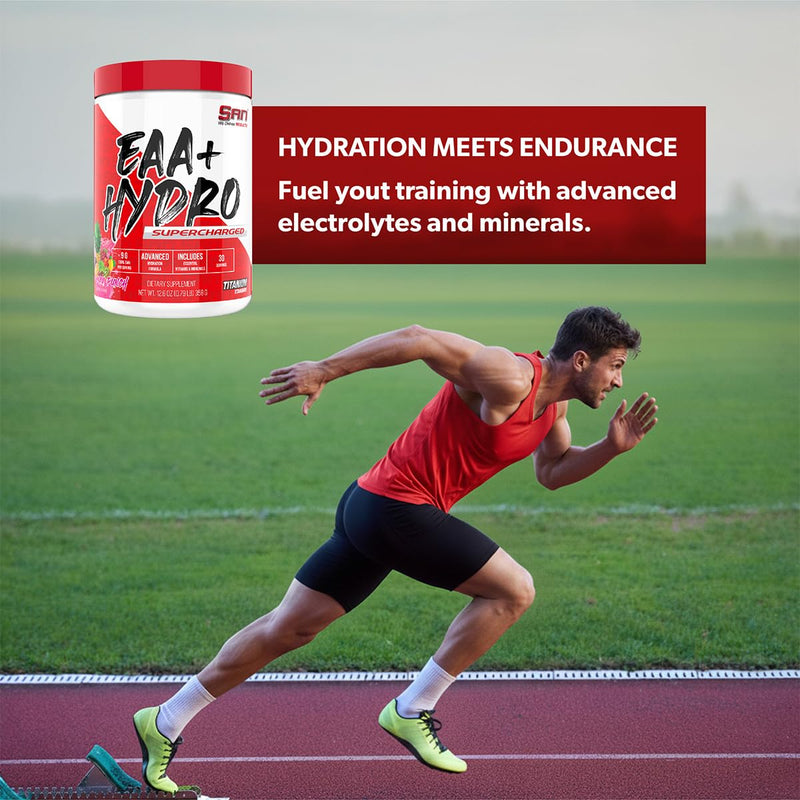 SAN EAA Hydration | EAAs + BCAA| Muscle Recovery & Intra | 9G Essential Amino Acids + Electrolytes | Maui Punch 30 Serving