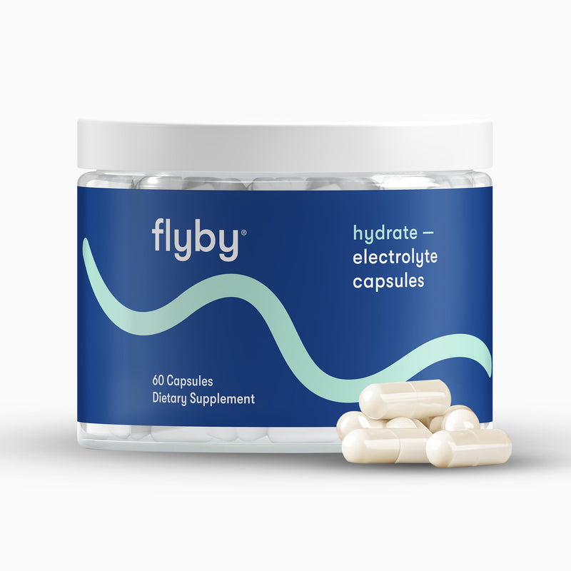 Flyby Electrolyte Capsules, No Added Sugar, Non-GMO - 60 Count | Sodium, Potassium, Vitamin D3, B Vitamins, Copper & Manganese. Sugar-Free Hydration and Energy On The Go. 30 Days Supply Unflavored - Capsule