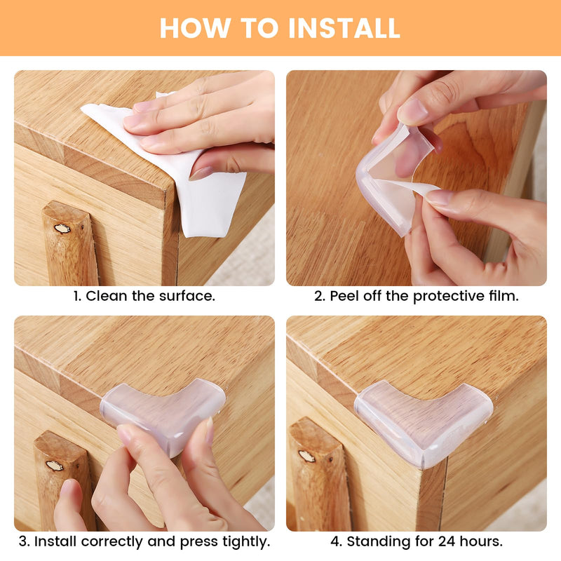 Food-Graded Silicone Clear Corner Protectors, Baby Proofing Table Edge Guards, Pre-Tapep Adhesive Soft for Kids Child Safety Proof, Cabinets Counter Furniture Bumpers (4, 3/5x3/5 in (Width)) 3/5x3/5 in (Width) 4 - BeesActive Australia