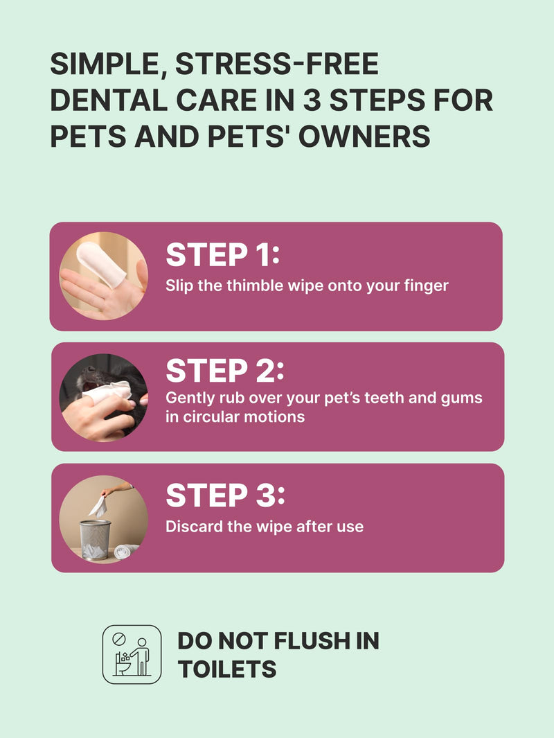 Cat & Dog Teeth Wipes | Cats & Dogs Cleaning Wipes with Finger Toothbrush | No Toothpaste Needed | Dog Breath Freshener & Teeth Cleaning Finger Pads | Tartar Remover | 35 pcs Dental care