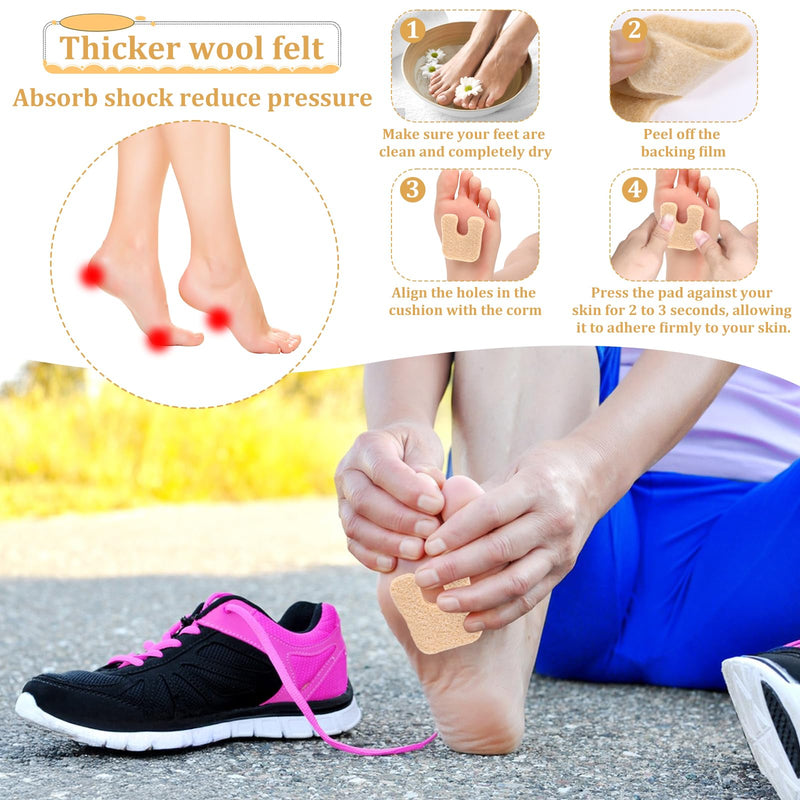 120Pcs U Shaped Felt Callus Cushions for Feet, Self Adhesive Metatarsal Corn Pads Soft Felt Foot Pads Callus Pads for Foot Pain Relief Cushions Women Men - BeesActive Australia