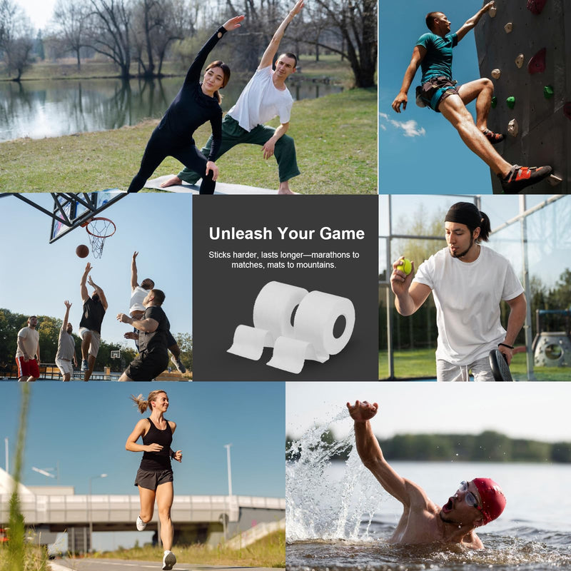 Athletic Tape, White Cotton Elastic Sports Tape, Very Strong Easy Tear No Sticky Residue Tape for Ankle, Wrist, and Injury Taping, Suitable for Climbing, Basketball（1.5in*10yd） (White, 6 Pack) - BeesActive Australia