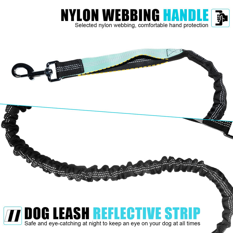 Hands Free Dog Leash with Zipper Pouch, Reflective Retractable Bungee with Double Padded Handles, Adjustable Dog Waist Leash for Running Walking Hiking Jogging Biking(Large, 25-120 lbs) - BeesActive Australia
