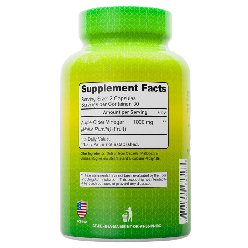 ALFA VITAMINS Apple Cider Vinegar 1000 mg Daily Wellness Supplement - 60 Capsules 2 Pack