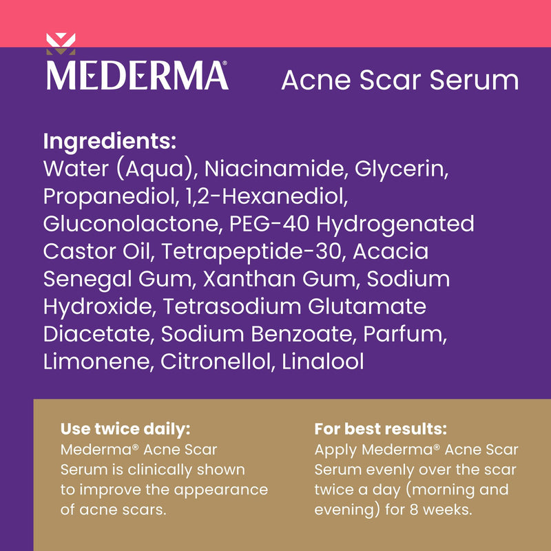 Mederma Acne Scar Serum Triple-Action Formula with Niacinamide, Tetrapeptide-30, and Polyhydroxy acid Clinically Shown to Lighten Acne Scars, 1 Fl. Oz.