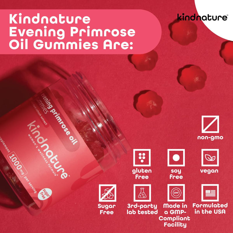 kindnature Evening Primrose Oil Gummies for Women ‚Äì 1000mg with Black Cohosh Extract ‚Äì Hormonal Balance, PMS & Menopause Support ‚Äì Vegan, Sugar-Free, Non-GMO - BeesActive Australia