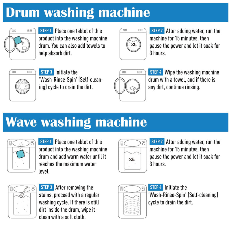 24 Pack Washing Machine Cleaner Tablets，Deep Cleaning for HE Front Loader & Top Load Washer，Clean Inside Drum And Laundry Tub Seal 1 Year Supply - BeesActive Australia