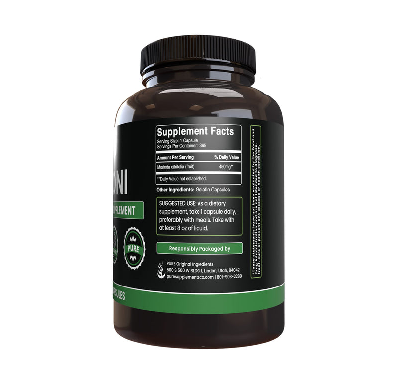 PURE ORIGINAL INGREDIENTS Noni (365 Capsules) No Magnesium Or Rice Fillers, Always Pure, Lab Verified 365 Count (Pack of 1)