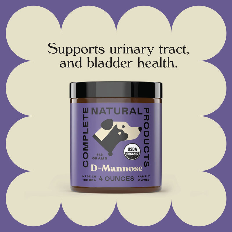 CNP Organic D'Mannose Powder for Pets 4oz - Powder D Mannose Support for Dogs Cats, Pure D-mannose Blend, Easy Mix Urinary Wellness Aid, Non GMO Made USA Animal Supplement Health Care Use Formula