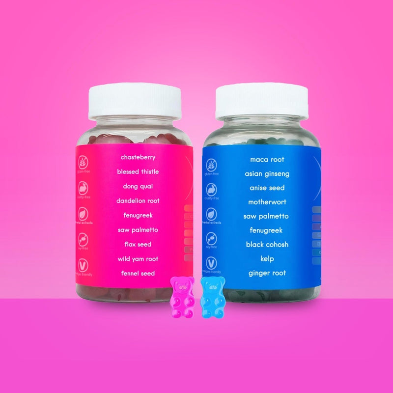 Curvy Body Bears CBB Women’s Multivitamin Gummies Top & Peach Support Combo Pack | Herbal & Vitamin Gummy Supplement | Berry Flavor | 2-Pack (120 Gummies) Pink/Blue