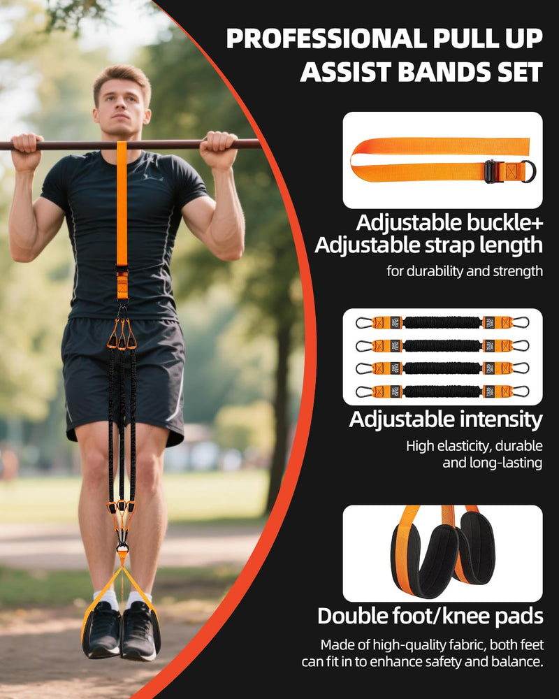 Abahub Heavy Duty Pull Up Assistance Bands Set, Resistance Bands for Assisted Pull-Ups, Chin-Ups, Strength Training, Stretching & Workout Fitness Orange 300 lbs