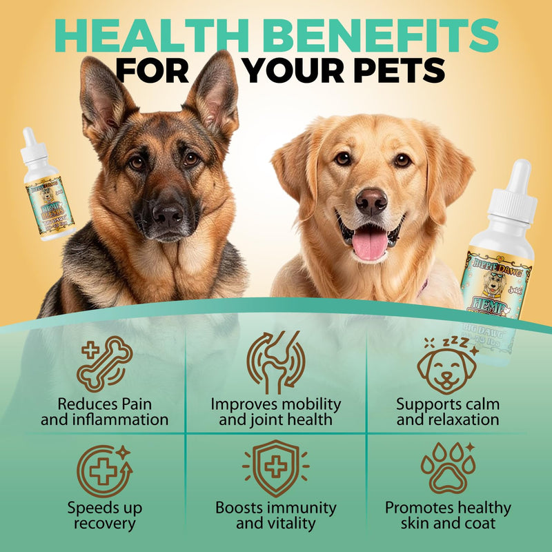 Hippie Dawg Big DAWG Tincture for Large Dogs (50-75 lbs) - Maximum Strength Hip and Joint Support with Glucosamine, Collagen & Hyaluronic Acid - Natural Calming Tincture for Mobility & Wellness - 1oz