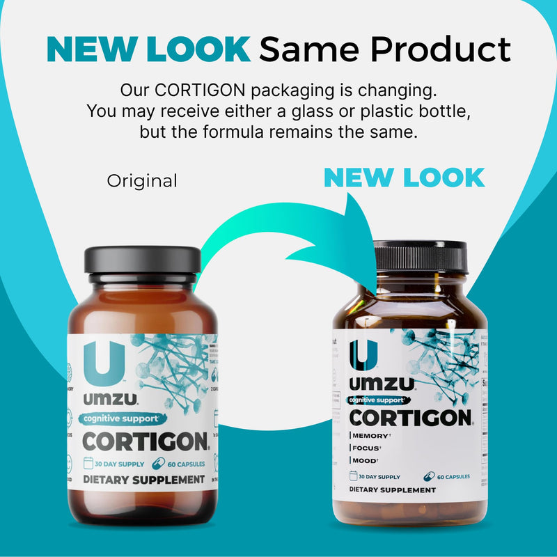 UMZU Cortigon Cortisol Support Supplement, 30 Day Supply | Ginkgo Biloba, Phosphatidylserine, Vitamins B6 and B12, Healthy Stress Response, Mood, Focus and Cognitive Support