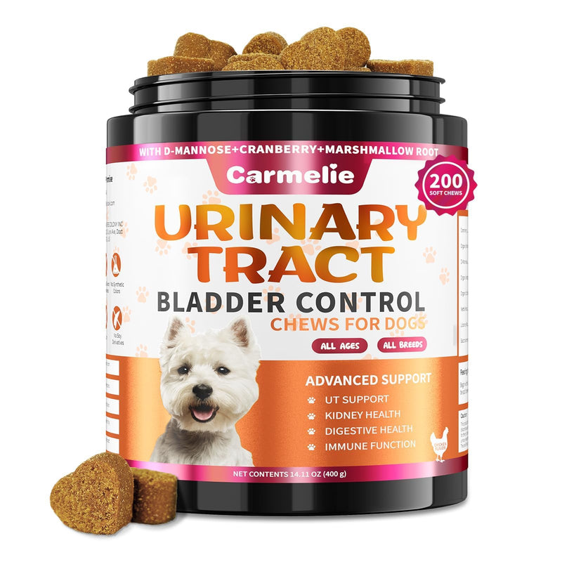 Cranberry Supplement for Dogs, Urinary Tract & Bladder Support for Dog, Cranberry Chews for Dogs with D-Mannose, Kidney+Bladder Support, Digestion & Immune Support-200Chews - Chicken Flavor