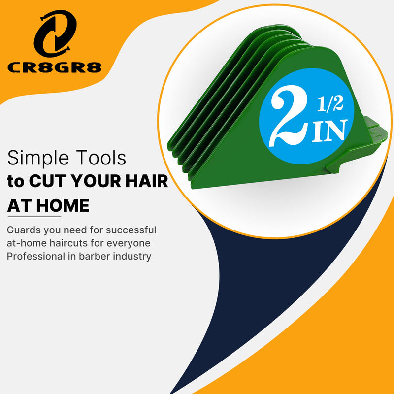 Clipper Guards for Wahl 10 12 14 16 18 20 Hair Clipper Guards 6pcs Extra Long Clipper Guard Attachments 2.5 Inch Clipper Guides Multiple Sizes Universal 2.5", 2.25", 2", 1.75", 1.5", 1.25" (Green) Green - BeesActive Australia