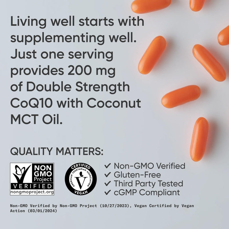 Sports Research® CoQ10 200mg, 90 Count Plantgels™ | Formulated w/Coconut Oil for Better Absorption · Supports Cardiovascular Function* · Vegan Certified, Non-GMO, Gluten-Free 90 Count (Pack of 1)