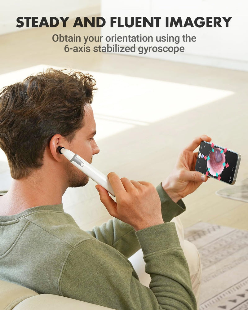 Wireless Otoscope with Gyroscope, Ear Camera with Dual View, 3.9 mm Otoscope with Light, Ear Scope with Ear Wax Removal Tool for Kids, Adults, and Pets, Compatible with iPhone and Android - BeesActive Australia
