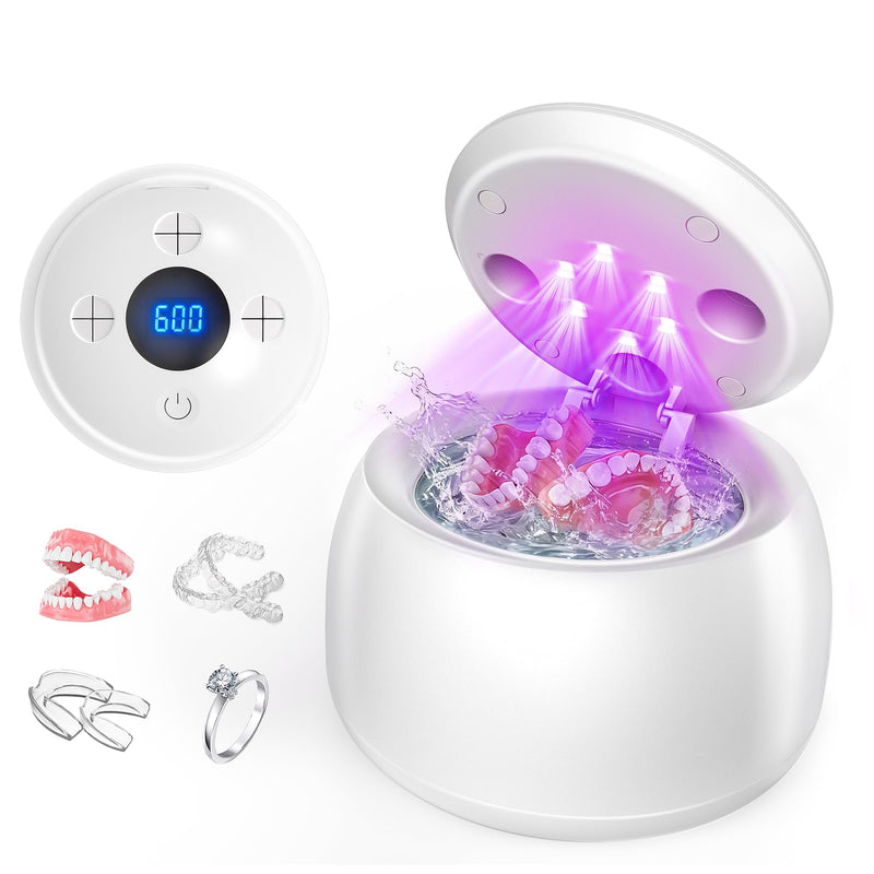 ARAER Ultrasonic retainer cleaner machine, 45kHz denture dome With UV Light,Dental Cleaning POD For Aligners, Mouth Guards, Night Guards, Toothbrush,Jewelry,200ML Capacity white - BeesActive Australia
