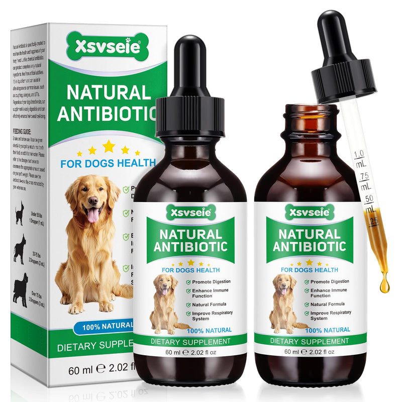 Antibiotics for Dogs, Dog Antibiotics, Natural Antibiotics for Dogs Immune Drops Help Supports Allergies, Itching, Coughs, Skin, Bacon Flavor (2 Pack) 2 Pack