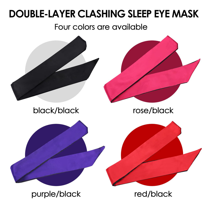 FRESHME Satin Sleep Mask - Comfortable Eye Mask Blindfold for Women Men Soft Adjustable Blackout Eye Cover Shade for Night Sleeping Travel Meditation Pure Black Valentine's Day Gift 160cm/63in 1pc-upgrade-black