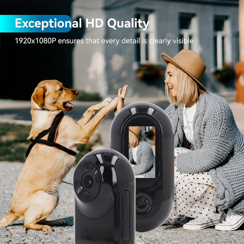 VGEBY Pet Collar Camera, Full HD 120 Degree Wide Angle Dog Cat Sports Camera Action Camera with Video Recording for Indoor and Outdoor Use (Black) - BeesActive Australia