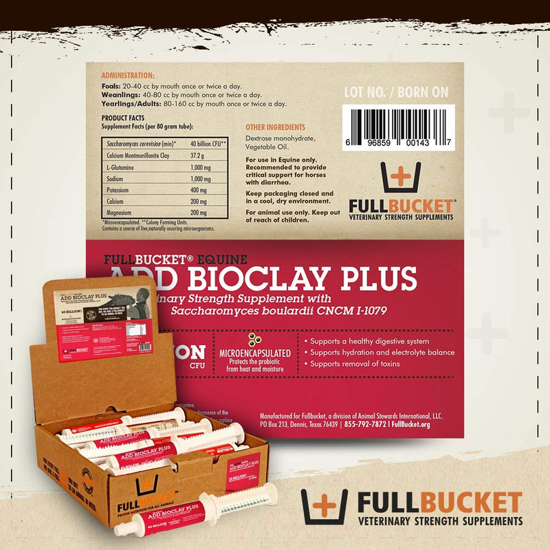 Equine ADD BioClay Plus with Saccharomyces Cerevisiae Boulardii for Anti-Diarrhea; Concentrated Formula with 40 Billion CFUs – 1 Tube - BeesActive Australia