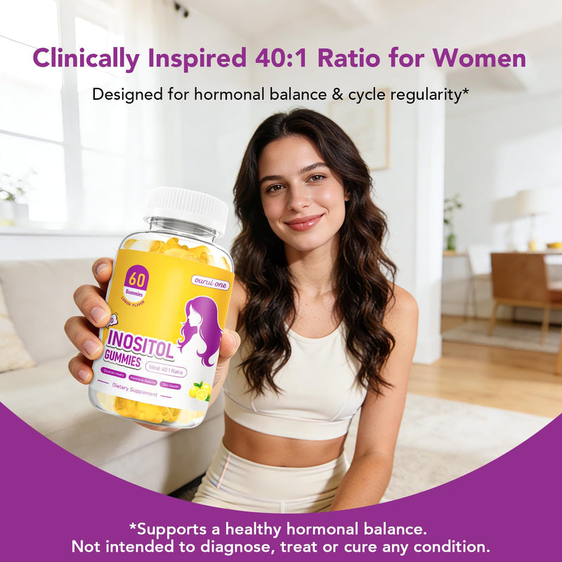 Myo & D-Chiro Inositol Gummies for Women – 40:1 Ratio Hormone Balance & Fertility Support with ALA, Vitamin D3, B12 & Chromium – Lemon Flavor Inositol Supplement for Women – 60 Gummies 1 Pack 60 Count (Pack of 1) - BeesActive Australia