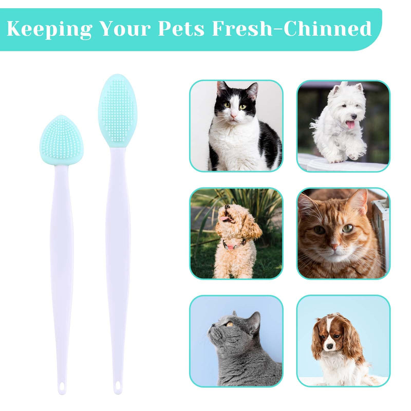 4Pcs Cat Acne Brush Set, Cat Acne Chin Treatment, Black Seed Exfoliating Brush, Dual Sided Silicone Cat Brush, for Cats Chin Acne and Blackhead Exfoliation Blue - BeesActive Australia