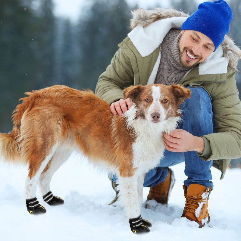 DcOaGt Dog Shoes for Large Dogs XXL, Waterproof Dog Boots with Anti-Slip Sole Breathable Reflective Paw Protectors Booties for Hot Pavement Summer Winter Snow Hiking Walking 4PCS(Size 9) Black Size 9:Width 3.18-3.40 inch(Pack of 4) - BeesActive Australia
