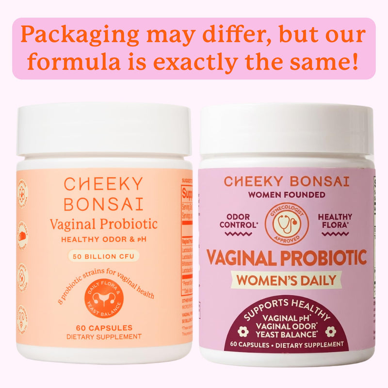Cheeky Bonsai Vaginal Probiotic, 20 Billion CFU, 8 Strains, 60 Capsules | Supports Healthy pH & Yeast Balance, Lactobacillus Blend, Women's Daily Probiotic, Packaging May Vary