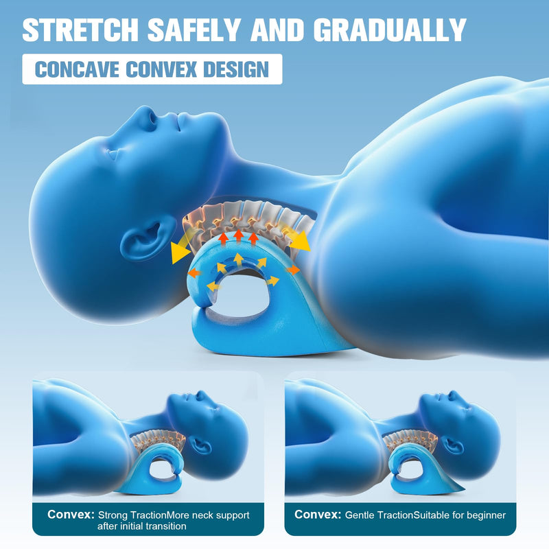 Neck Stretcher and Cervical Traction Device, Relaxer for TMJ Pain and Shoulder Pain Relief, Cervical Traction Device Pillow, Spine and Neck Corrector(Blue) - BeesActive Australia
