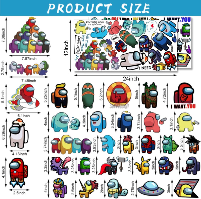 Video Game Wall Decals, 49 Pcs Large Waterproof Cartoon Wall Sticker Peel and Stick Removable Anime Wall Mural Decor for Kids Bedroom Baby Nursery Living Room Decoration, as156 - BeesActive Australia