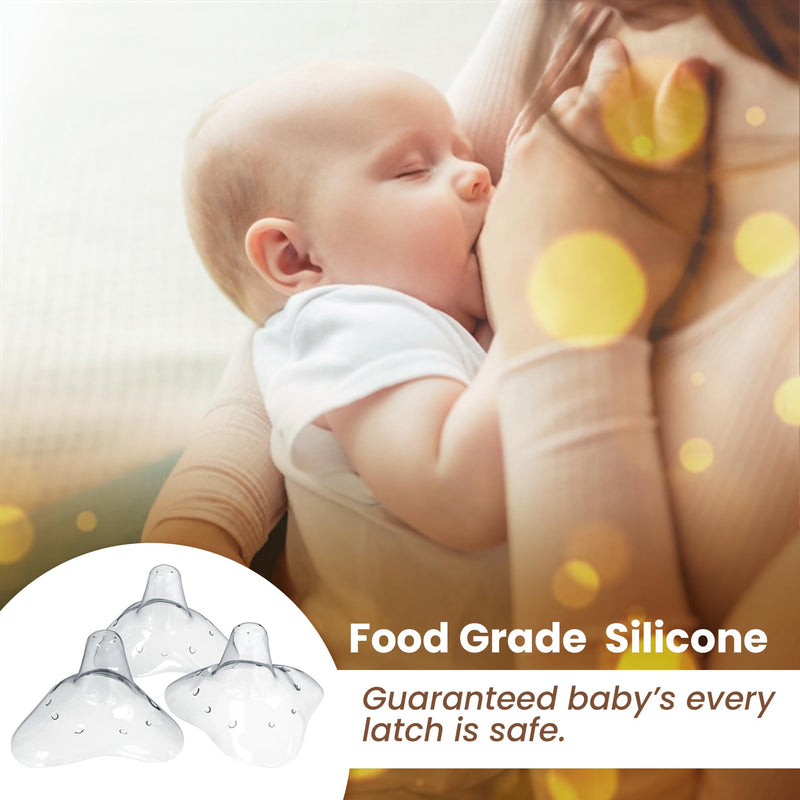 purifyou Nipple Shields for Nursing Breastfeeding Newborn, 24mm / 20mm / 18mm / 16mm, Set of 3 Silicone Nipple Shield with Free Case Latch Assist Nipple Guard & Breastfeeding Shield (18mm) - BeesActive Australia