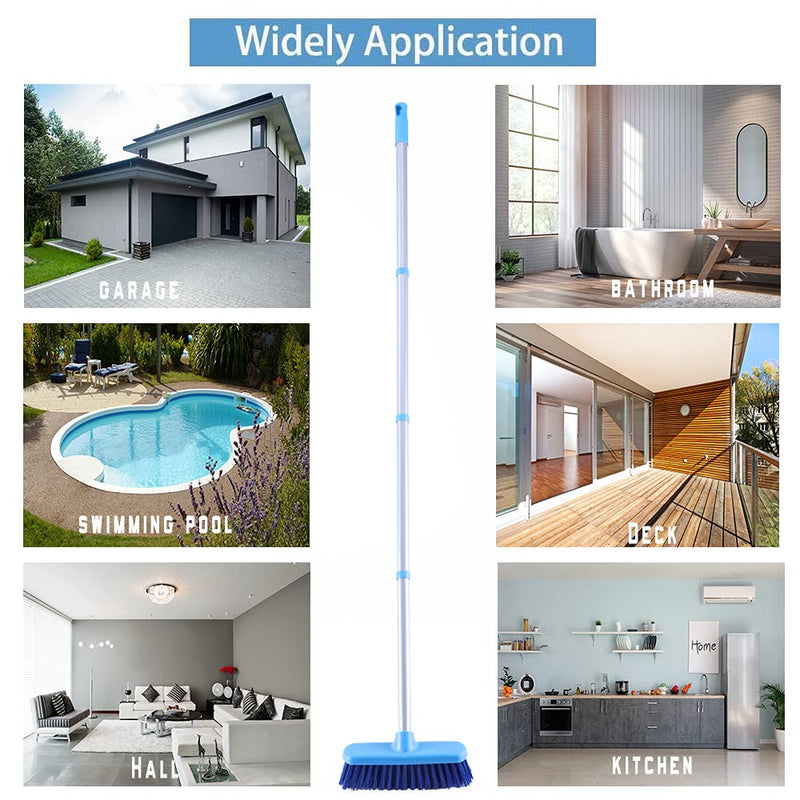 Deck Brush with Long Handle - Floor Scrub Brushes for Cleaning Shower, Stiff Bristle Scrubbing Brush, 50" Floor Scrubber Brush for Bathroom, Bathtub, Tub, Tile Floors, Garage and Patio - BeesActive Australia