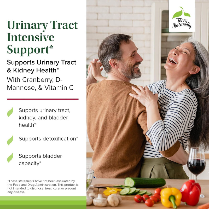 Terry Naturally Urinary Tract Intensive Support - Supplement with Cranberry for Bladder Health Support - Kidney Health Supplement with D-Mannose & Vitamin C - 60 Capsules (30 Servings) - BeesActive Australia