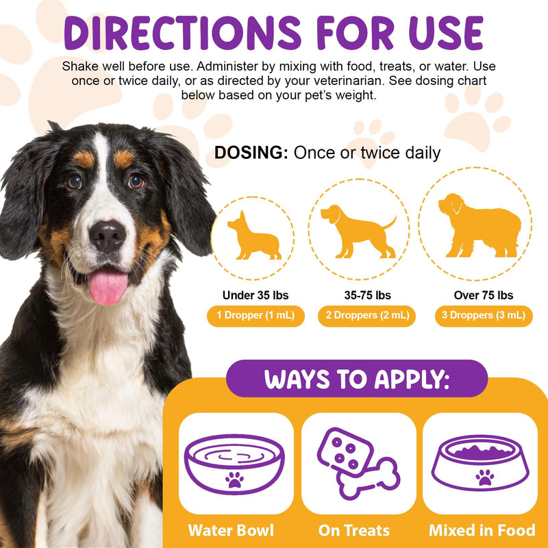 Quercetin for Dogs 60ml, Bacon Flavor Dog Antihistamine with Vitamin C for All Breeds & Sizes Dogs