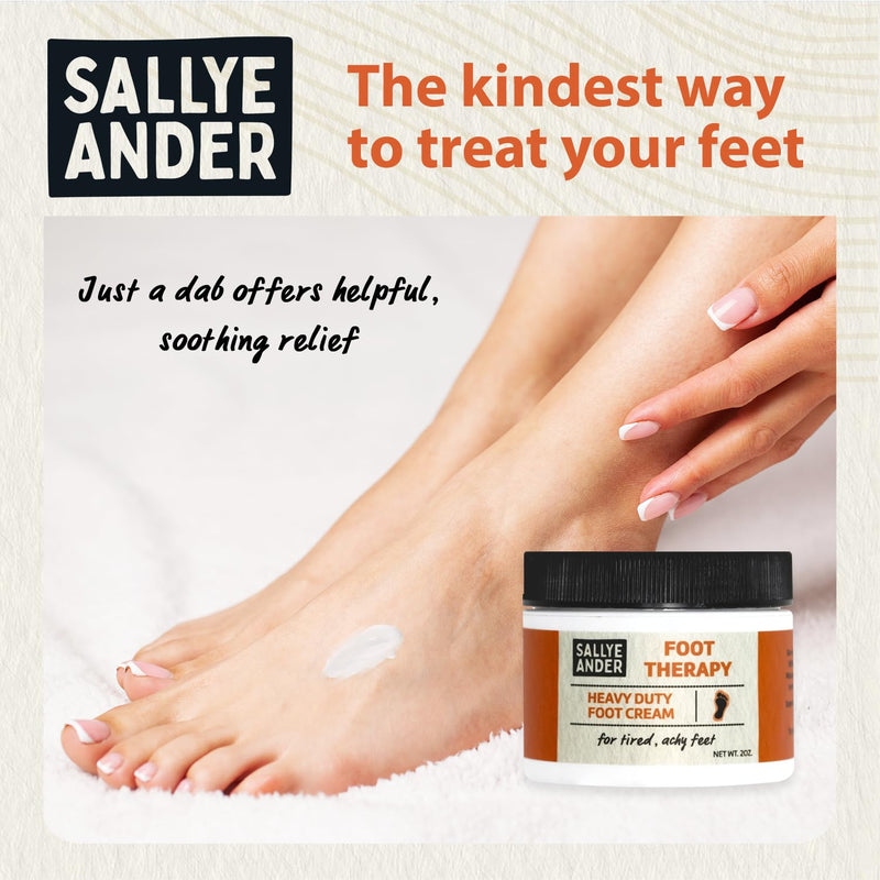 SALLYEANDER Heavy Duty Foot Therapy Cream - 2oz - Essential Oil Infused Healing Formula - Bold Tea Tree Oil, Mint, & Herbal Scent - Moisturize Dry Cracked Feet - BeesActive Australia
