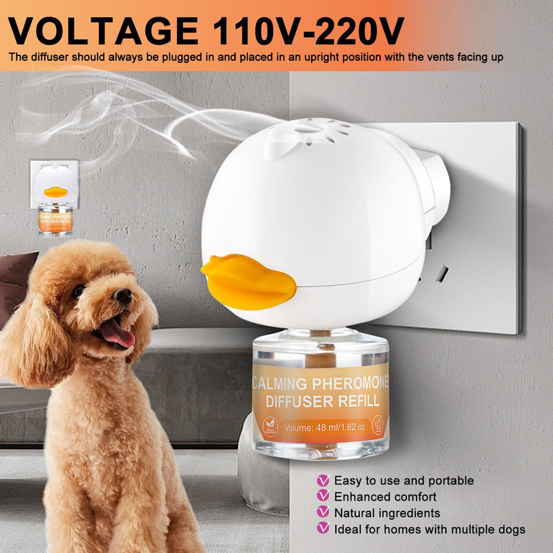 Dog Calming Pheromone Diffuser Kit - 1 Diffuser + 4×48ml Refills | Anxiety Relief for Dogs, Stress & Calming for Separation, Thunder, New Environments S orange