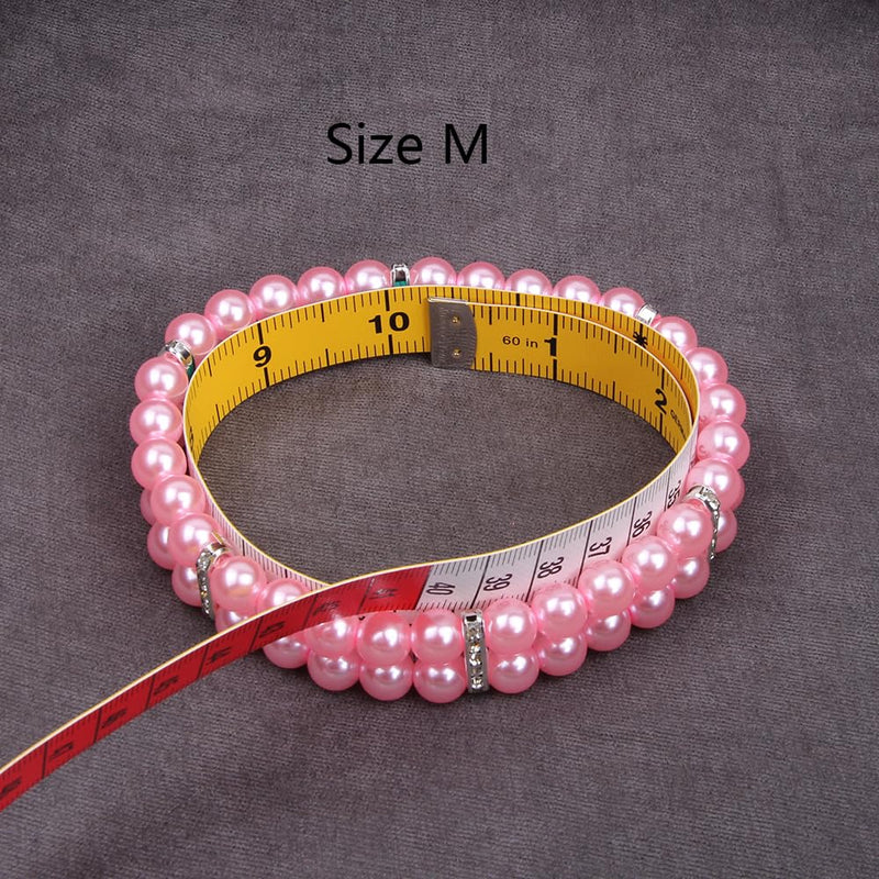 2 Rows Pearls Pet Dog Necklace Collar Bling Accessories Charm Pet Puppy Jewelry Puppy Chihuahua Yorkie Handmade Adjustable (Purple, Medium) Purple - BeesActive Australia